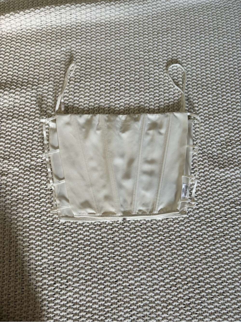 White Fox Boutique Cream Corset Bustier Top with Adjustable Ties